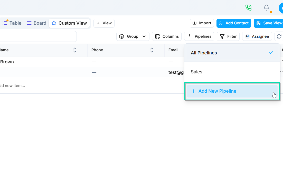 Click Add Pipeline.